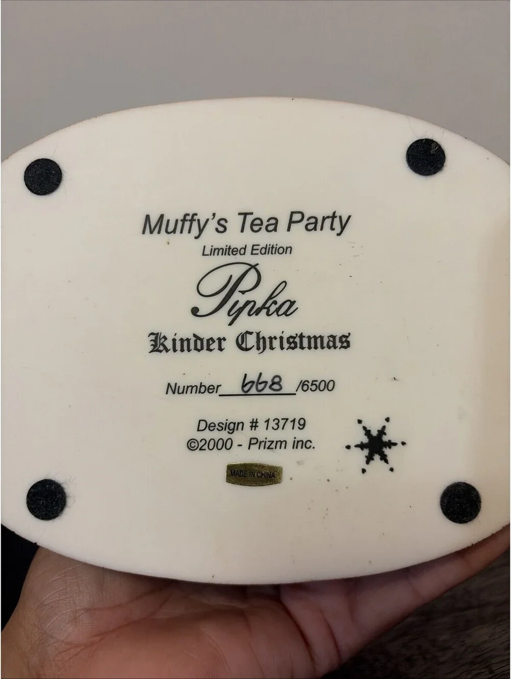 Pipka Kinder Christmas Muffy's Tea Party Figurine #668 Limited Edition 2000 🎄